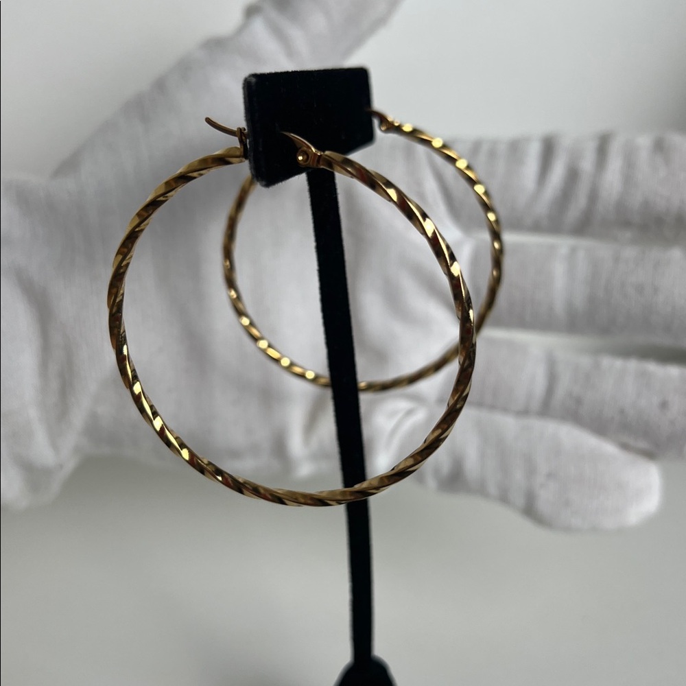 Elegant Gold Hoop Earrings - Picture 10 of 10